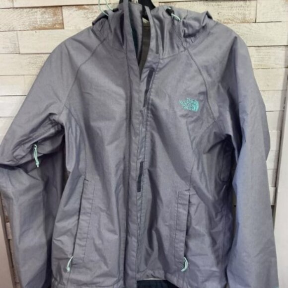 The North Face Women’s Hyvent 2.5l Jacket hooded zip size XS Gray/green zip - Picture 1 of 14
